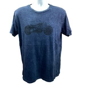 Axel Brand Motorcycle Graphic T-Shirt Blue Size L Vintage-Wash Style